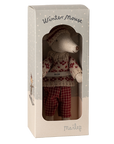 Souris en hiver et sa paire de skis, Maman - Rouge