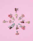 Floral Pom Pom Cherries Clips