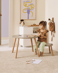 Ensemble table et tabouret marron clair