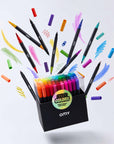 Box de 100 feutres double-pointe pinceau et extra fine OMY, 100 teintes, autre angle