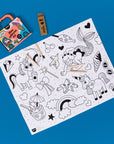 Mini kit de coloriage licorne Lily OMY avec poignée et 4 crayons de cire, vue d'ensemble