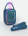 Enceinte karaoké lumineuse bleu navy Singy Party MOB, lumières multicolores