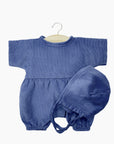 Babies - Barboteuse Noa en milleraie bleu foncé et son béguin