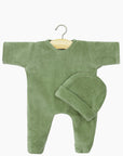 Babies - Ensemble Dors bien et bonnet en velours nikky vert de gris