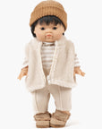Gordis – Ensemble Popeye sous-pull en bord côte rayé blanc/beige et son fuseau lin