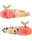 Floral Pom Pom Cherries Clips