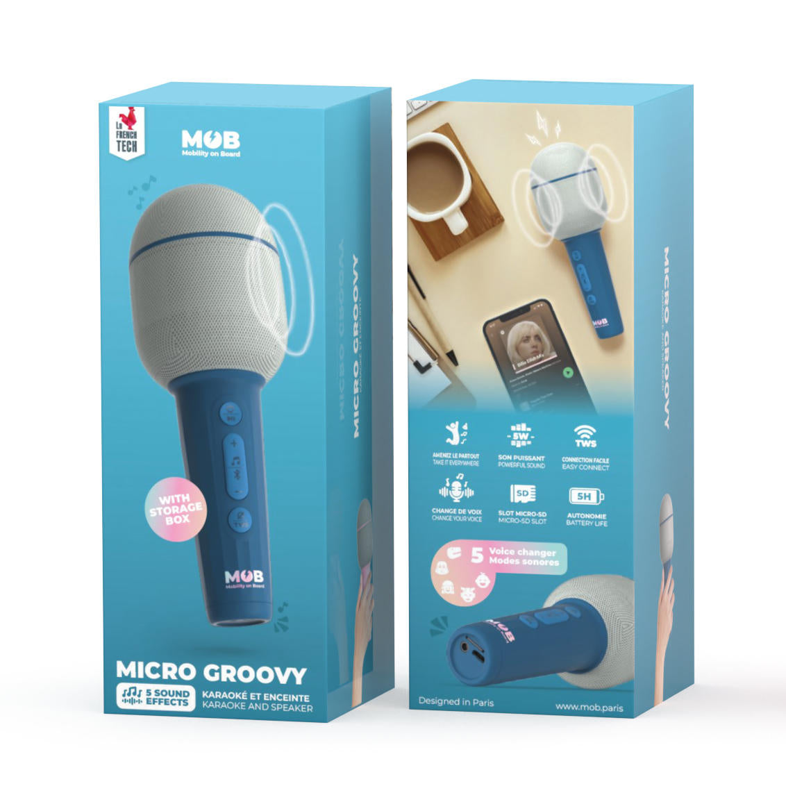 Micro karaoké sans fil bleu nuit pour enfant Groovy Navy MOB, vue 4