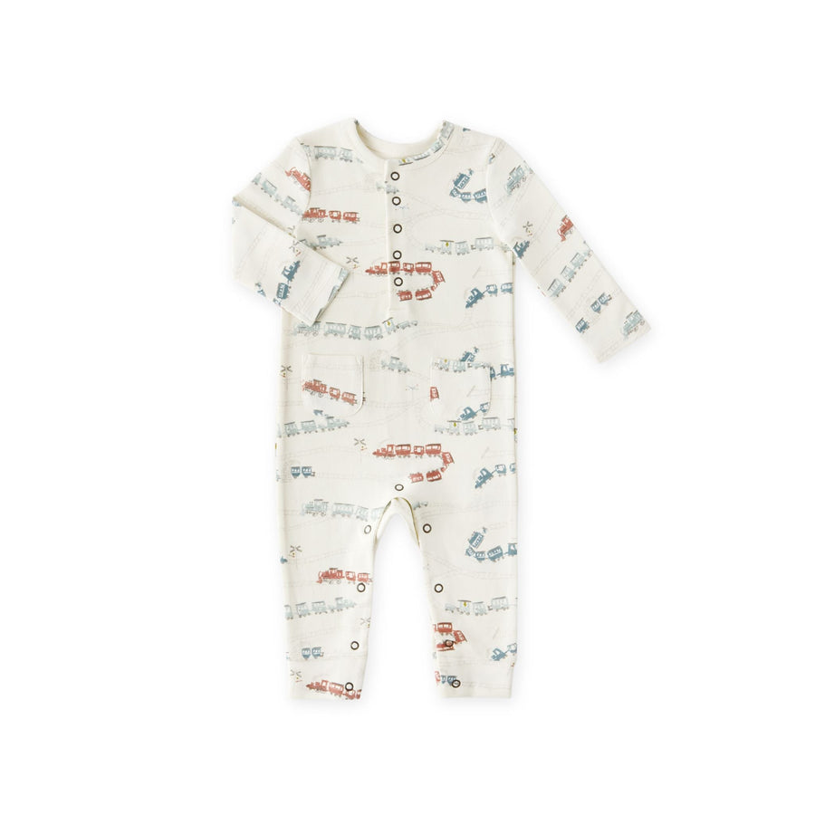 Henley Patch Pocket Romper - Locomotive
