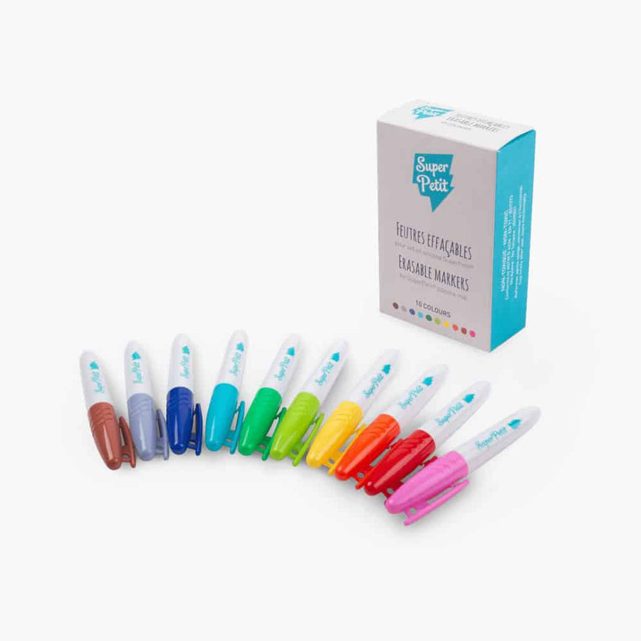 Boîte de 10 feutres effaçables sur silicone