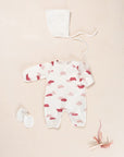 Clouds Yarn Play Up, combinaison bébé en jersey rose, collection automne-hiver 2026