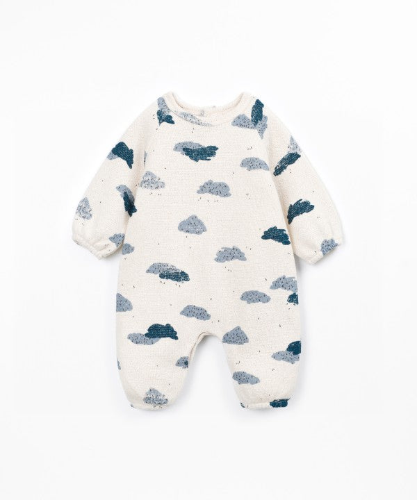 Combinaison bébé bleu clair imprimé nuages Play Up Clouds Detail, manches longues, col rond