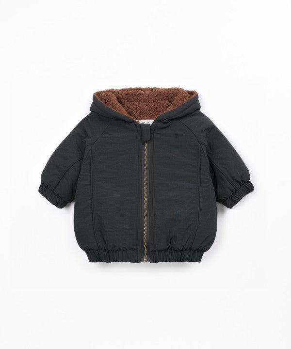 Parka bébé imperméable grise Play Up Scissor, capuche et doublure en fourrure