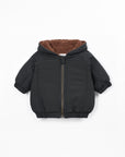 Parka bébé imperméable grise Play Up Scissor, capuche et doublure en fourrure