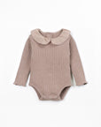 Body bébé côtelé marron clair Play Up Drawing, manches longues et col