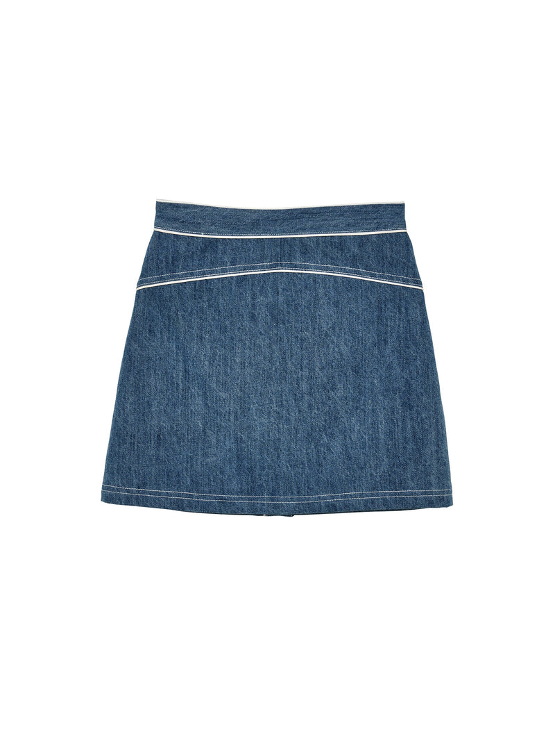 Daisy Lace Skirt Mid Blue Wash