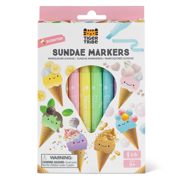 Feutres parfumés glace Tiger Tribe Scented Sundae Markers, set de 6 marqueurs pour enfant dès 3 ans
