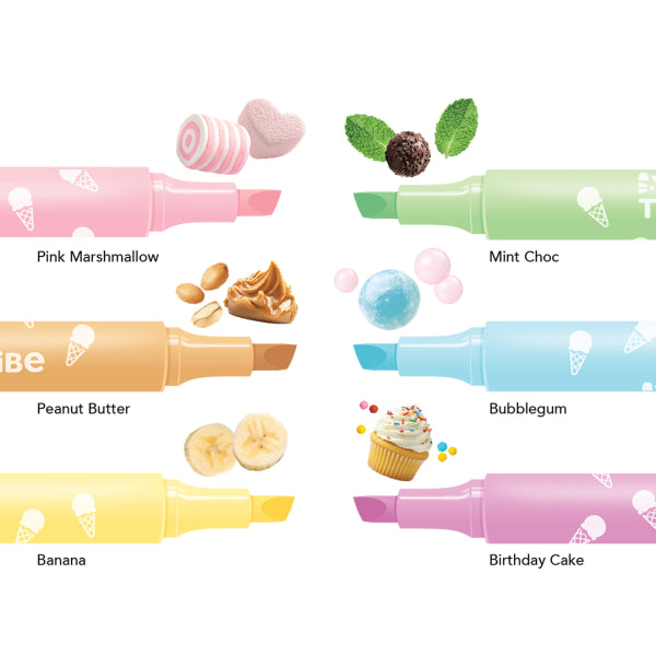 Scented Sundae Markers Tiger Tribe, corps décorés de motifs de glaces et pointes biseautées