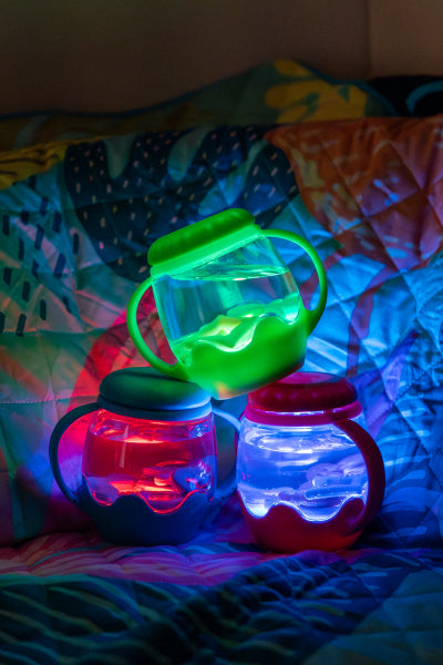 Mini Sensory Jar rose Glo Pals, idée cadeau d'éveil sensoriel pour un anniversaire dès 18 mois