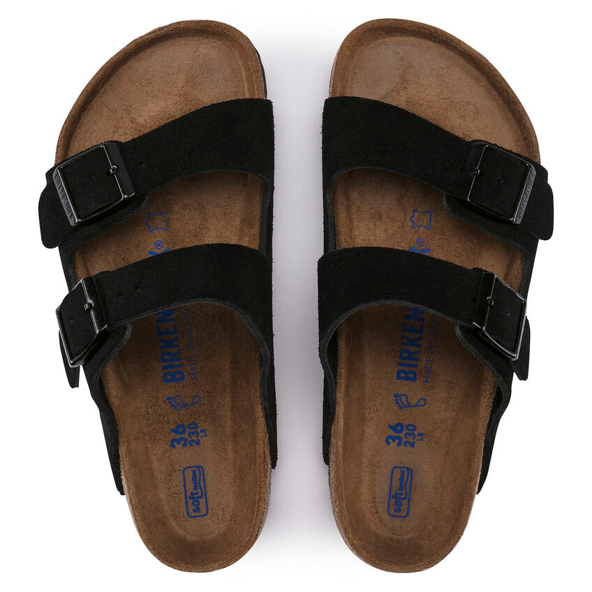 Arizona Soft Footbed Suede Leather - Black