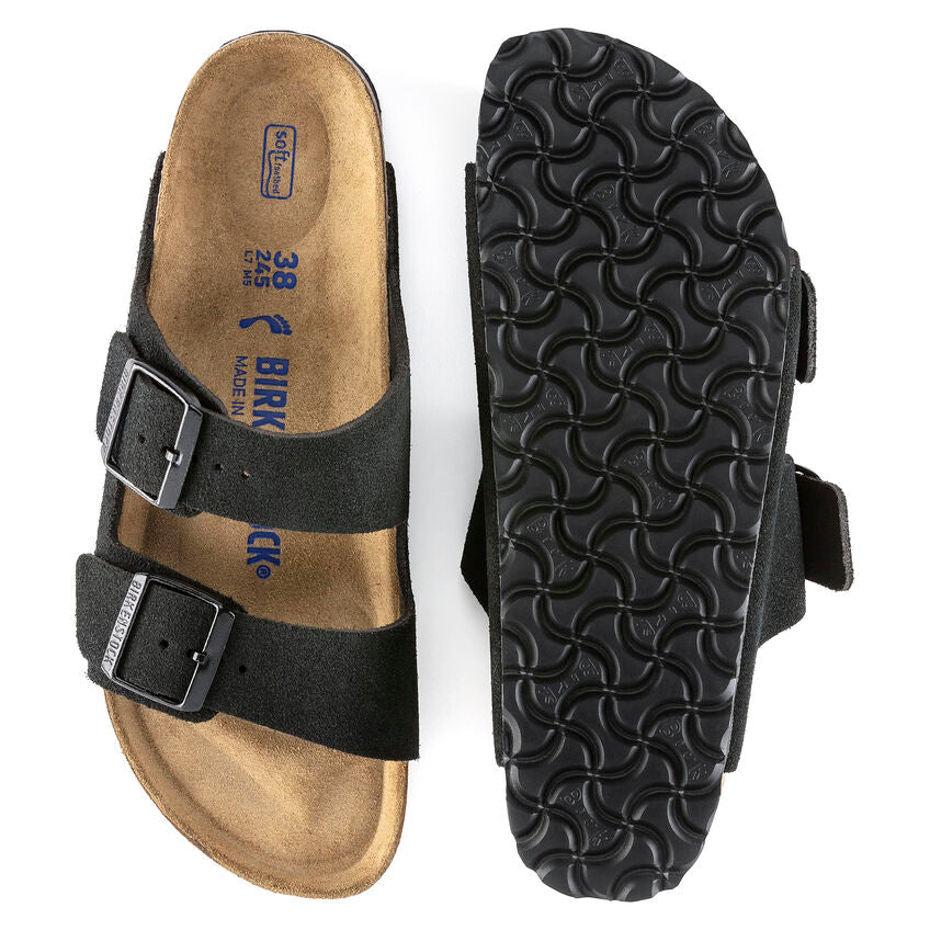 Arizona Soft Footbed Suede Leather - Black