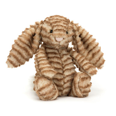 Peluche lapin rayé Bashful Luxe Bunny Juniper Original Jellycat, fourrure ultra douce