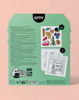 Carnet de coloriage boulangerie French Baguette OMY avec stickers, exemple d'utilisation