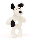 Bashful Black & Cream Puppy Ring Rattle