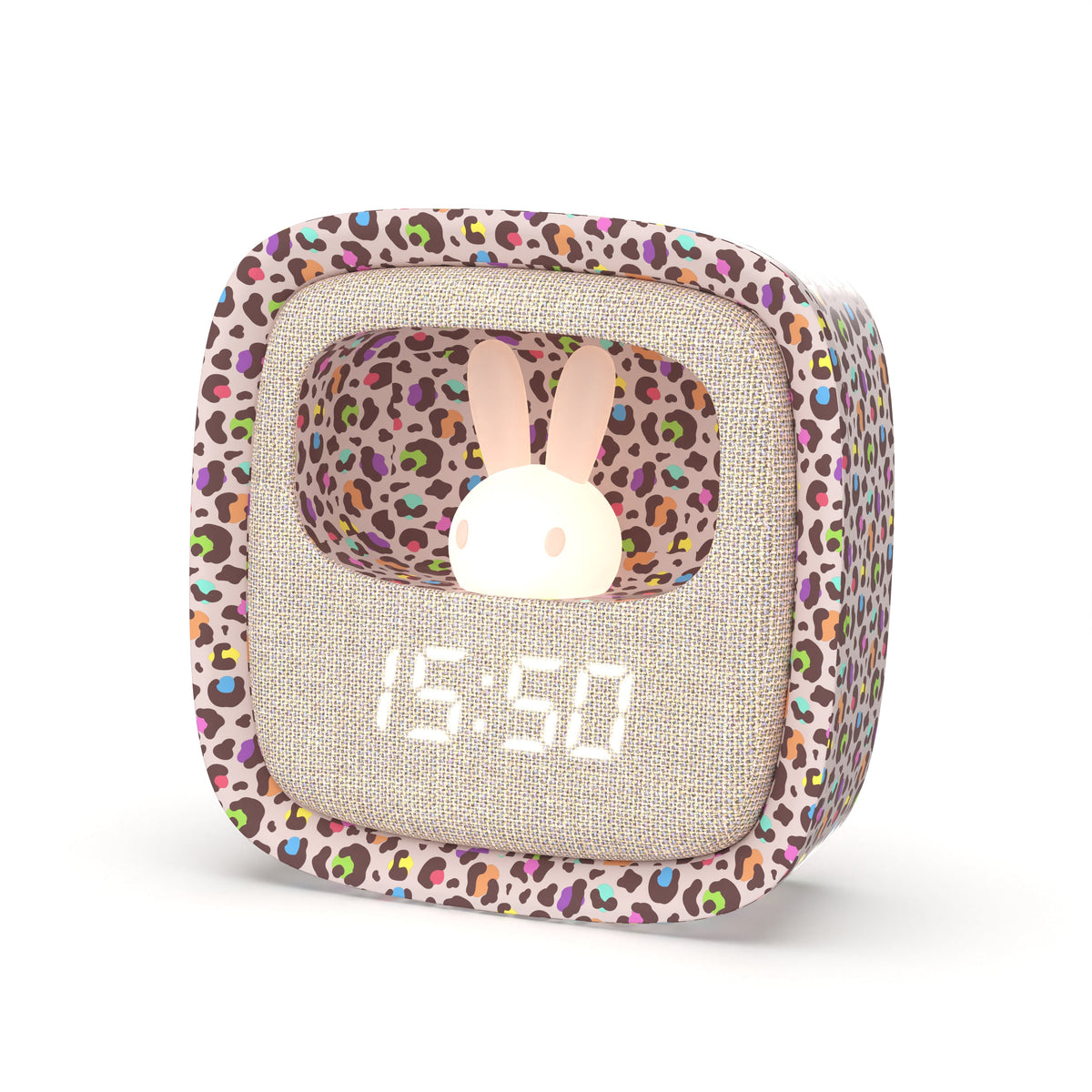 Réveil veilleuse Billy Clock Rainbow Leopard pour enfant MOB, heure et date affichées sur l'écran