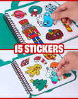 Livre de coloriage et stickers de Noël OMY avec 5 crayons de cire, exemple d'utilisation