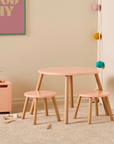 Ensemble table et tabouret abricot