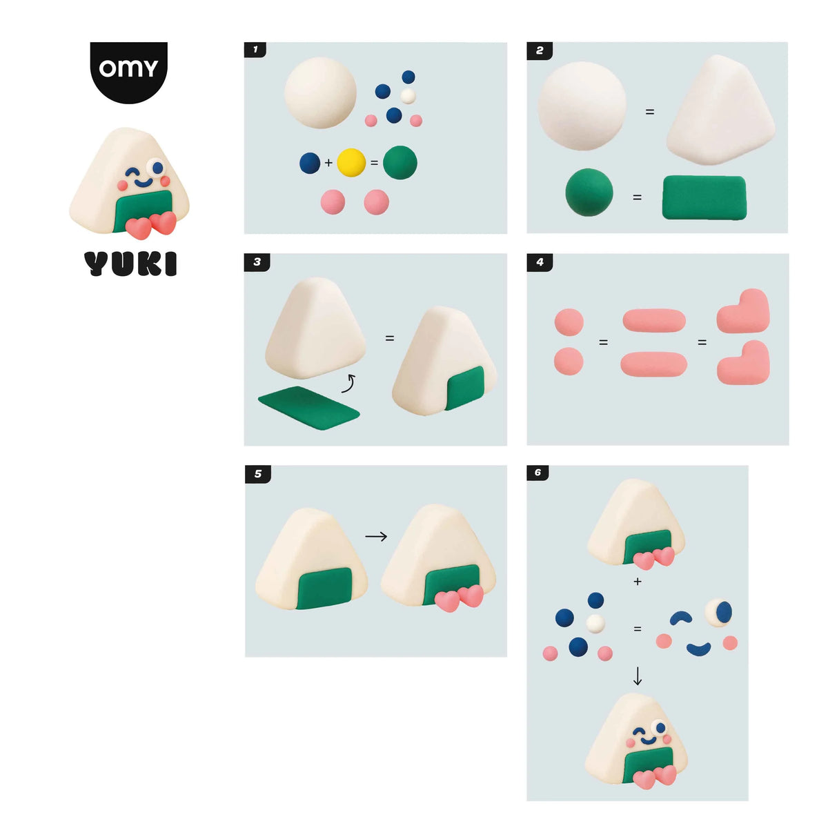 Mini kit pâte auto-durcissante Yuki onigiri OMY pour enfant, exemple d'utilisation