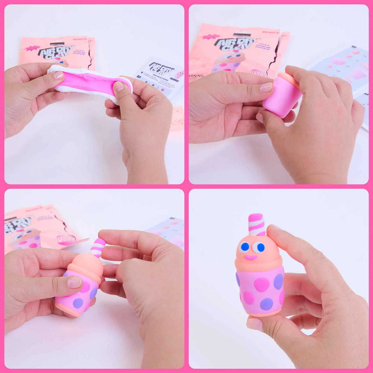 Mini kit pâte auto-durcissante Bubble tea OMY pour enfant, détail du contenu