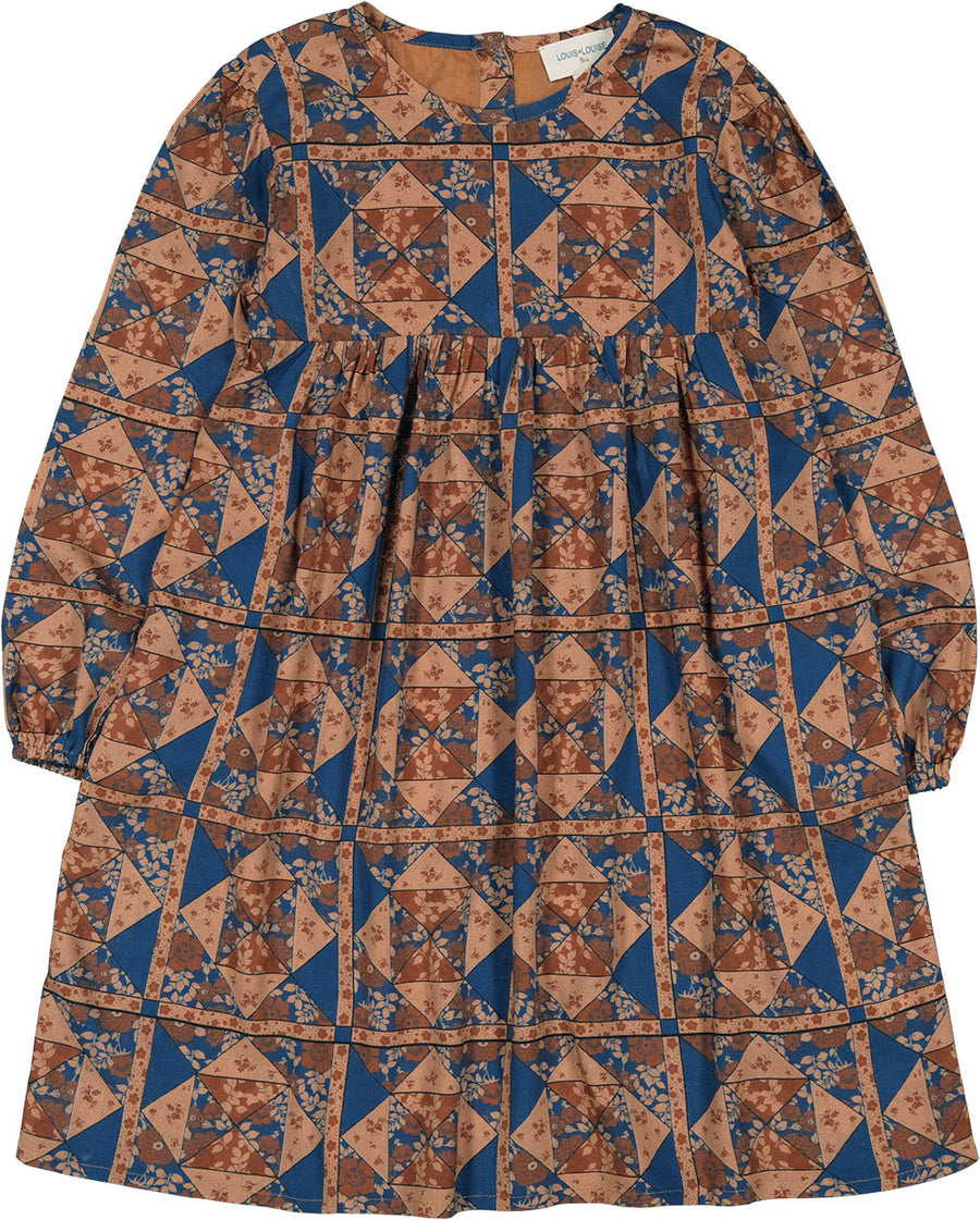 Dress Lauretta Viscose Patchwork Cognac