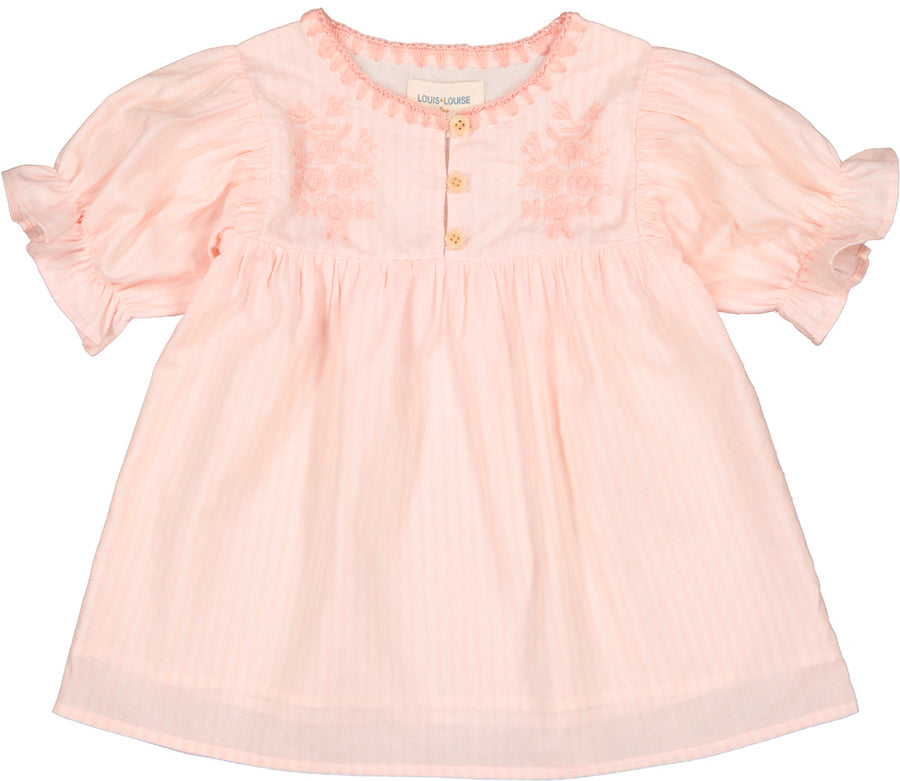 Dress Poupou Cotton Veil Stripe Pink