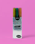 Boîte de 9 feutres à paillettes Glitter OMY pour coloriage scintillant, détail du contenu