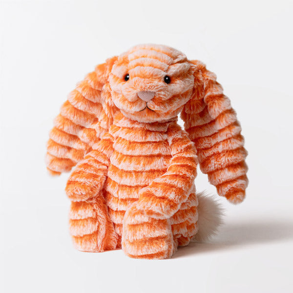 Peluche lapin orange Fizzleskip Bunny Original Jellycat, fourrure douce et oreilles souples