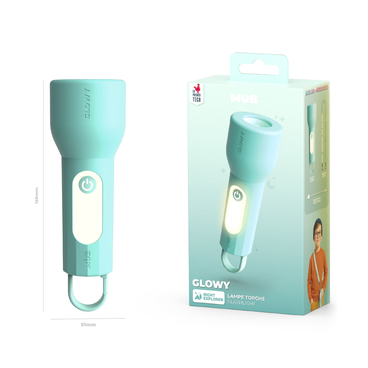 Lampe torche veilleuse bleue pour enfant Glowy MOB, vue 6