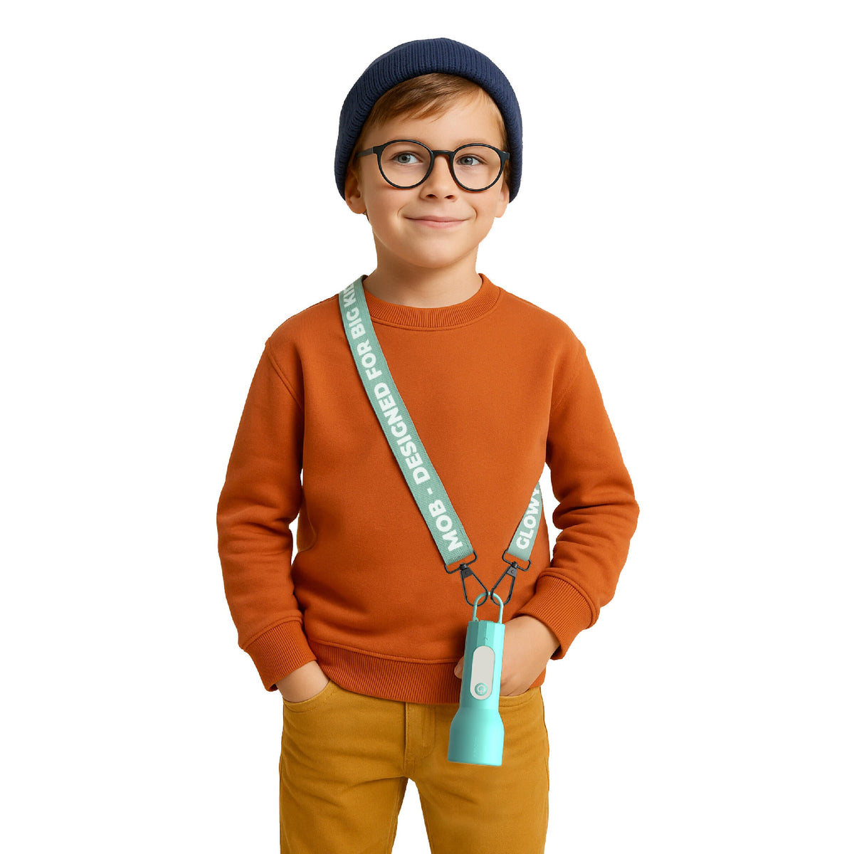 Lampe Glowy bleue MOB en silicone souple, agréable à tenir pour les petites mains