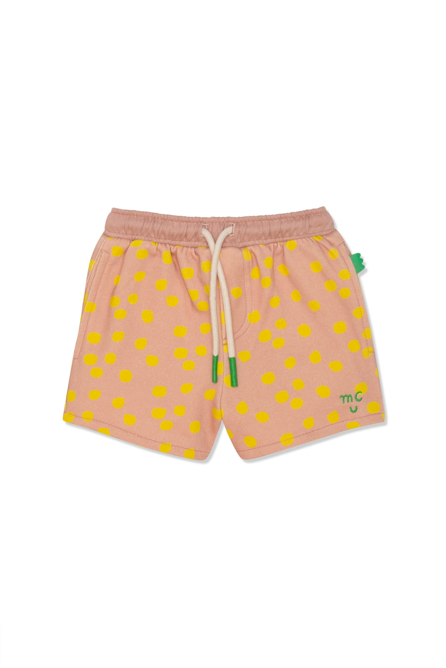 Dot Cropped Girl Shorts Misty Rose / Cyber Yellow