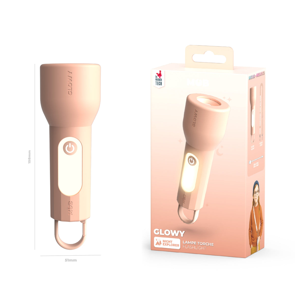 Lampe torche veilleuse rose pour enfant Glowy MOB, vue 15