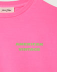 T-Shirt Droit Mc Col Rond Imprime Rose Fluo