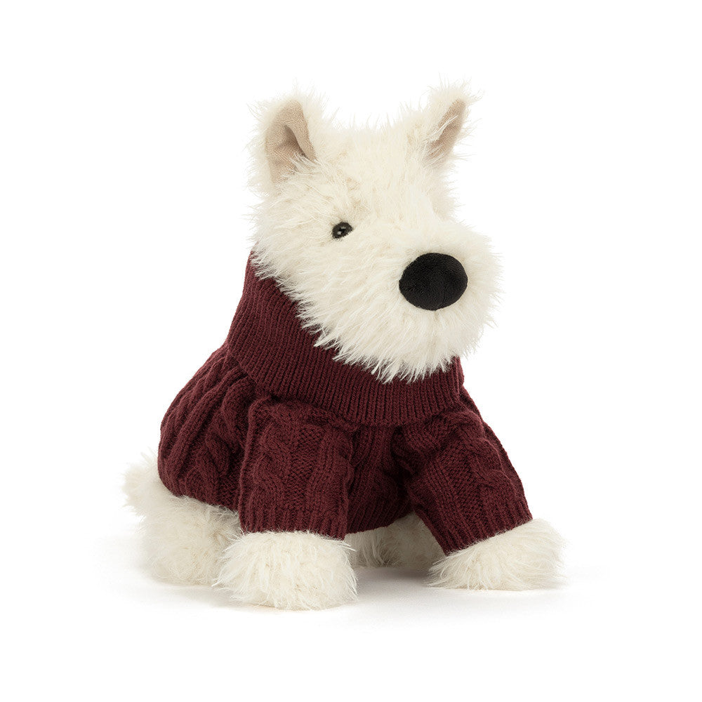 Peluche chien écossais Munro Scottie Dog 'Winter Jumper' Jellycat, crème