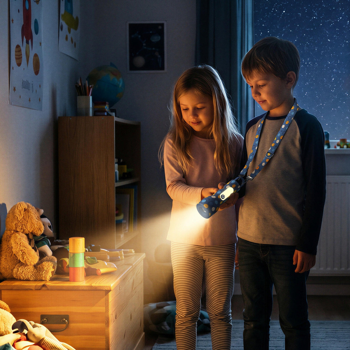 Lampe veilleuse Smiley Glowy Smiley Bleu pour enfant MOB, idéale pour lire une histoire