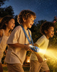 Lampe veilleuse Smiley Glowy Smiley Bleu pour enfant MOB, mousqueton intégré pour l'accrocher