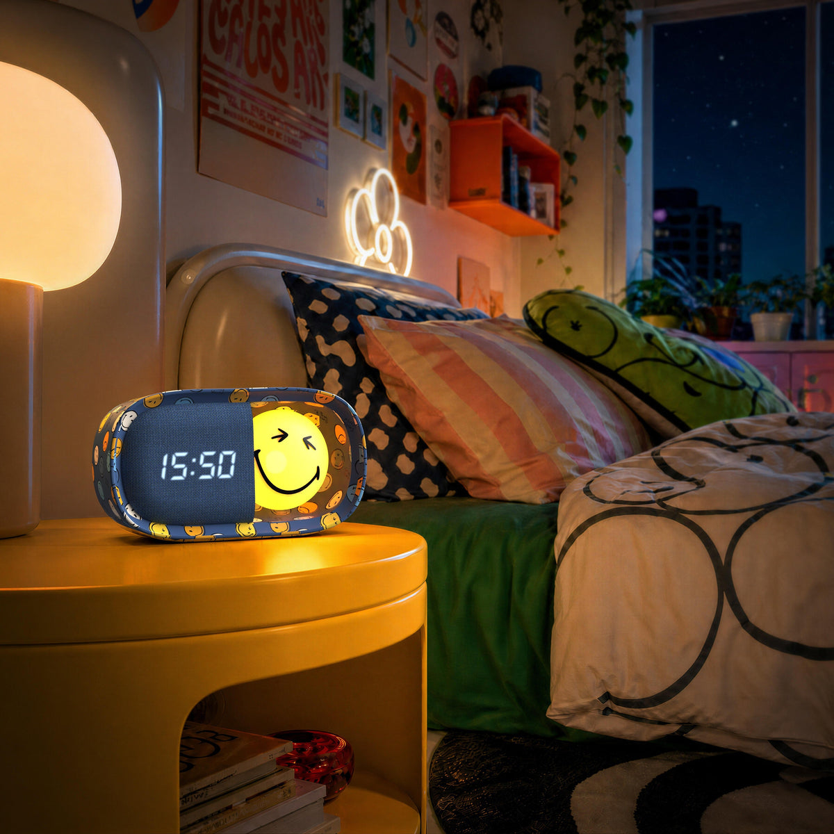 Réveil veilleuse bleu pour enfant Dreamy Clock Smiley World MOB, vue 2