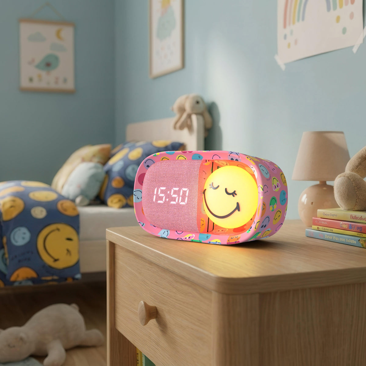 Réveil veilleuse rose pour enfant Dreamy Clock Smiley World MOB, vue 5