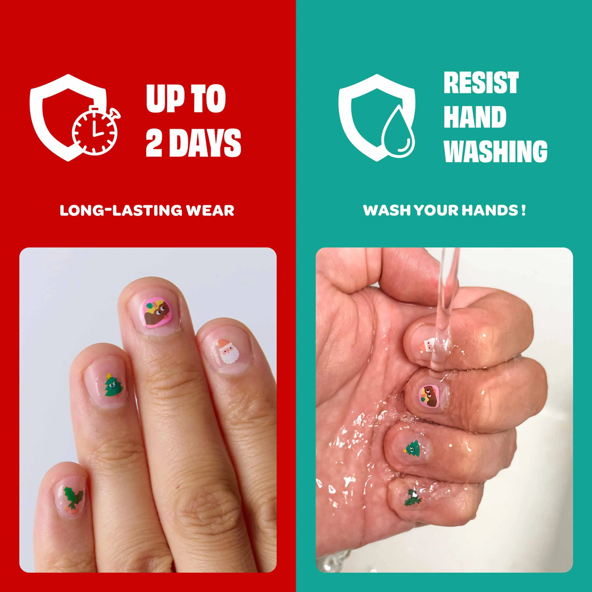 Stickers pour ongles de Noël Ho ho ho OMY, 140 motifs enfant, vue complémentaire