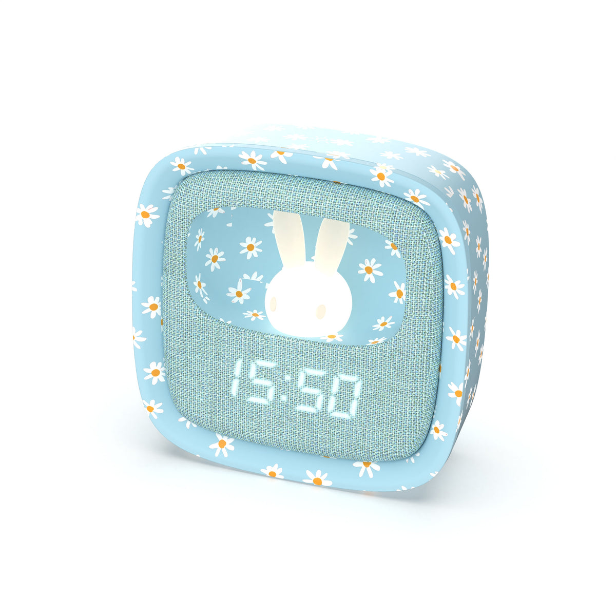 Réveil veilleuse Billy Clock Blue Flower pour enfant MOB, heure et date affichées sur l'écran