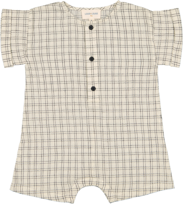 Overall Hawai Cotton Crepe Check Cream