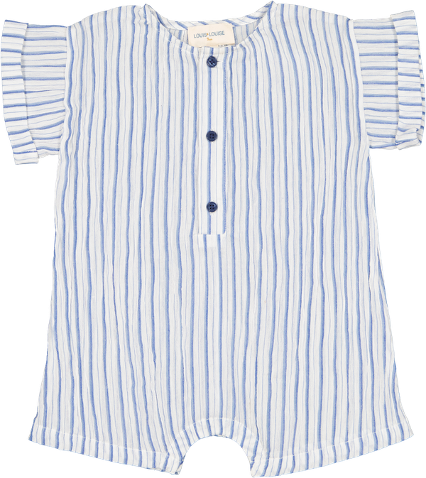 Overall Hawai Cotton Crepe Stripe Navy